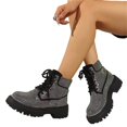 thumbnail image 2 of LTTVQM Rhinestone Combat Boots Womens Platform Chunky Heel Lug Sole Lace Up Ankle Boots Anti-Skid Casual Comfortable Fall Winter Outdoor Walking Boots Black 40(US-8), 2 of 4