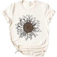 thumbnail image 5 of Camisa gráfica de girasol para mujer, camiseta informal de manga corta con flores lindas,XXL, 5 of 5