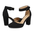 thumbnail image 3 of Zapatos DREAM PAIRS Angela Tacones Gruesos con Correa al Tobillo Nubuck Negro, 3 of 8