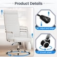 thumbnail image 4 of Furmax Faux Leather Office Chair with Lumbar Support and Armrest, High-Back Swivel Conference Chair, White, 4 of 7