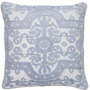 Louis Velvet Applique Embroidered on White Linen Pillow Cover