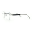 thumbnail image 6 of Retro Gangster Rapper Luxury Clear Lens Rimless Rectangle Fashion Eyeglasses Silver Black, 6 of 8