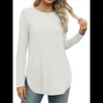 thumbnail image 2 of Camisa de Larga con Cuello Redondo para Mujer, Básica, Holgada, Informal Lechoso XL, 2 of 5