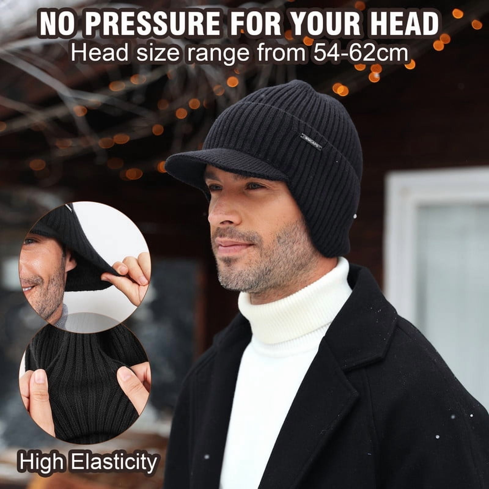 WMCAPS Winter Beanie with Brim and Ear Flaps, Outdoor Warm  display picture 2