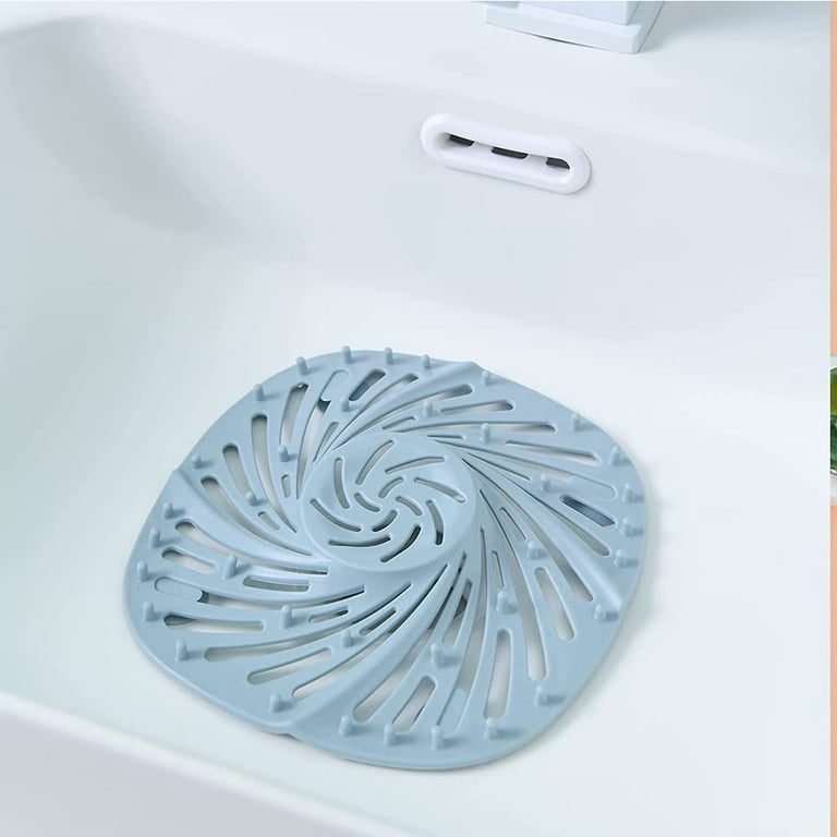 HSP-HSWITI Drain Hair Catcher Square Silicone Trap Shower Drain Cover with Suction Cups for Bathroom Bathtub Kitchen Filter Flat Straine