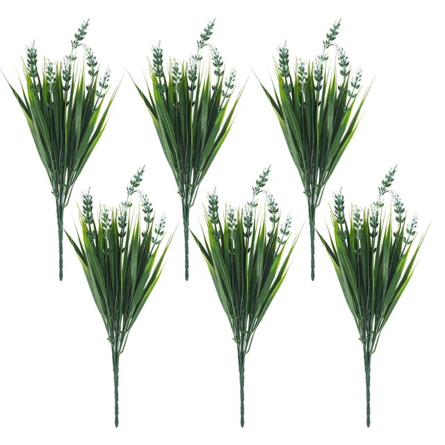 6PC Artificial Peppermint Flowers With Realistic Green Plant And Pointed Leaf Grass