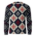 thumbnail image 6 of Dwelliawo Mens Sweater Casual Crewneck Ribbed Sweater Knit Christmas Print Xmas Snowflake Sweaters Thick Fall Winter Pullover Sweater Clearance Dark Blue S, 6 of 6