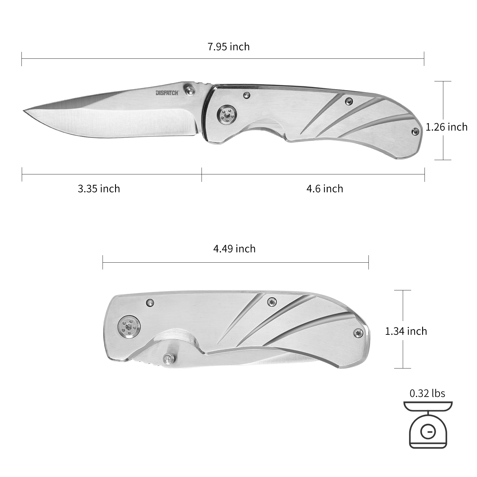 Dispatch 4PCS 4.5” Folding Pocket Knife with Aluminum Handle and Clip, 3Cr Brushed Finish blade(Rainbow & Silver)