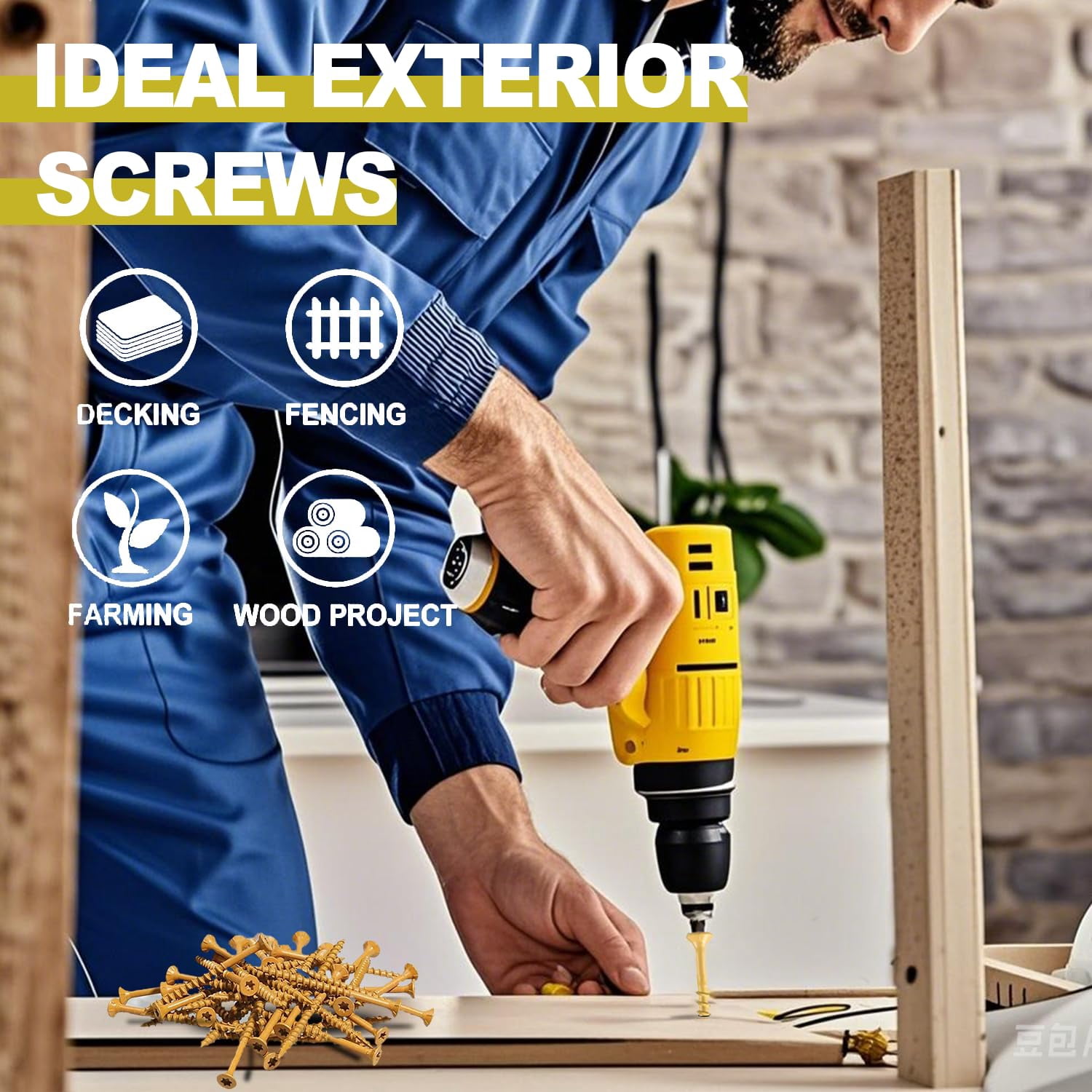 #8 x 1-1/2" T25 Torx Tan Deck Screws, Self-Tapping Wood Screws for Outdoor Decking and Fencing, 450PCS