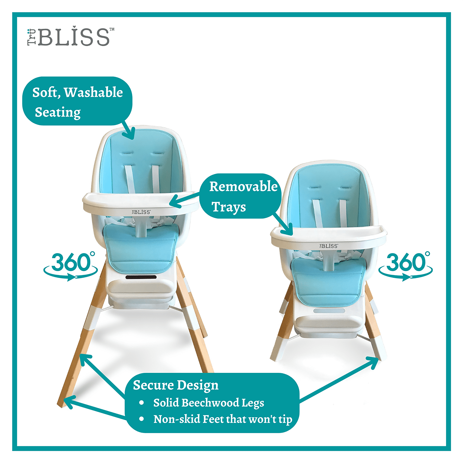 TruBliss Turn-a-Tot High Chair, Sky Blue, Unisex