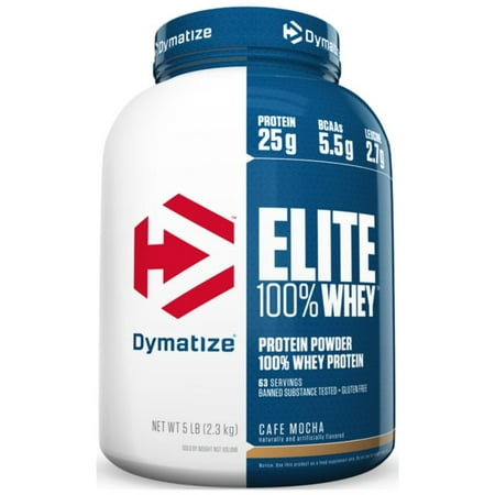 Dymatize Elite 100% Whey Protein Powder, Café Mocha, 25g Protein/Serving, 5