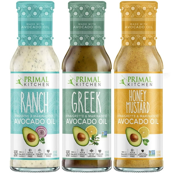 Primal Kitchen Avocado Oil 3 Pack Vinaigrette Dressing And Marinade Ranch Greek Honey Mustard 3 Count Walmart Com Walmart Com