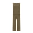 thumbnail image 3 of Gaecuw Womens 2 Piece Outfit Wide Leg Plain Loungerwear Sets Plus Size Cotton Linen Tracksuits Sleeveless Cropped Tank Tops Pant Lounge Sets Activewear Yoga Outfits Brown 5XL, 3 of 8