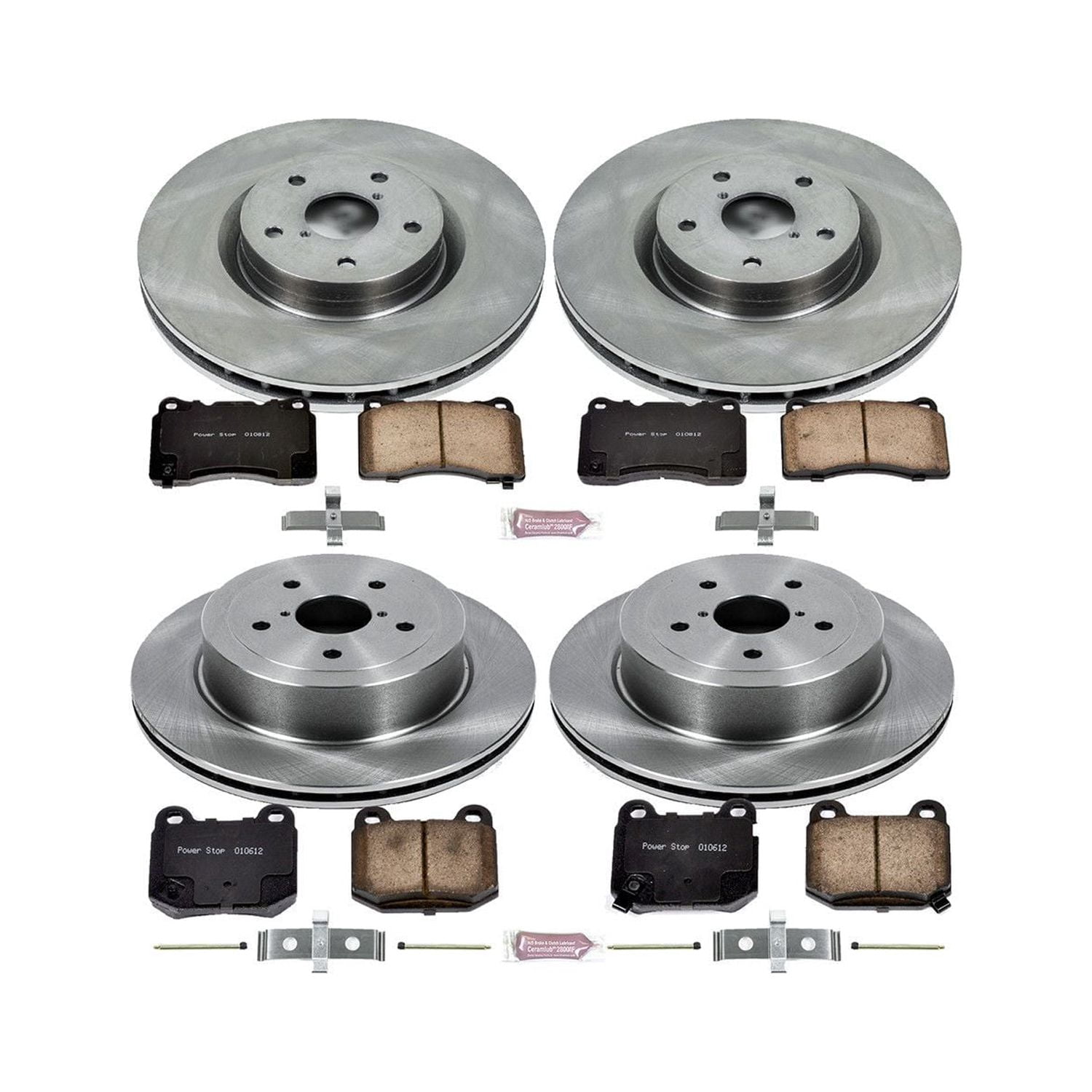 Power Stop Front and Rear Stock Replacement Brake Pad and Rotor Kit KOE2896