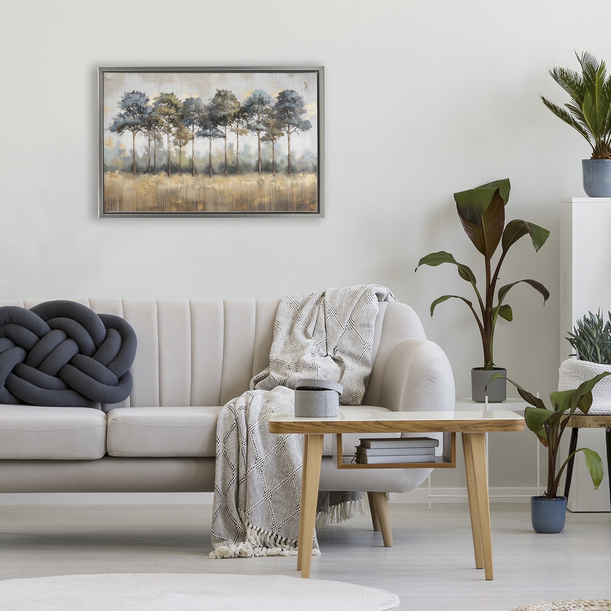 Stupell Industries Green & Blue Forest Grove Gray Framed Floater Canvas Wall Art, design by Creative Studio