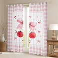 thumbnail image 2 of Feelyou Chic Bowknot Cherry Blackout Curtains Set of 2 (52x84 Each), Fashion Pink Plaid Window Curtains, Teens Kids Boys Girls Curtains and Drapes, Black Out Curtains Decor, 2 of 6