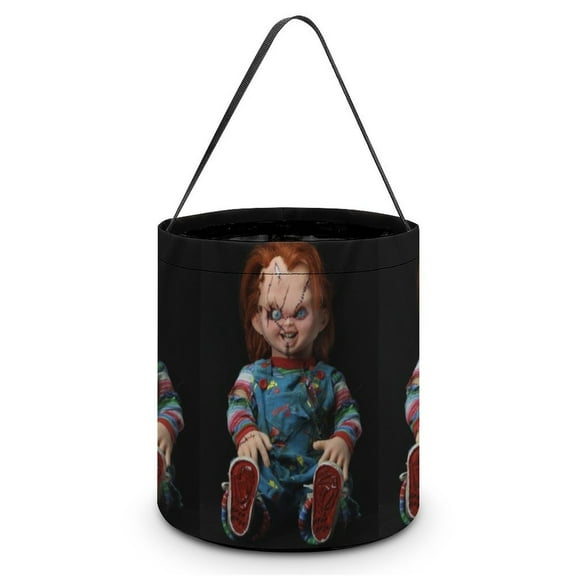 Chucky Candy Tote Bags Halloween Trick or Treat Bucket Bag Portable Collapsible Reusable Goody Handbag