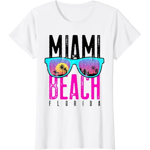 Miami Beach Shirt Florida Sunset Retro Souvenir Surf Miami T-Shirt