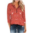 thumbnail image 4 of NSLGXD 3/4 Length Sleeve Womens Tops Trendy Button V Neck Henley Shirts Gradient Color Casual Boho T-Shirts Loose Comfy Tunic Tops Blouses Summer Vacation Shirts for Women 2025, 4 of 8