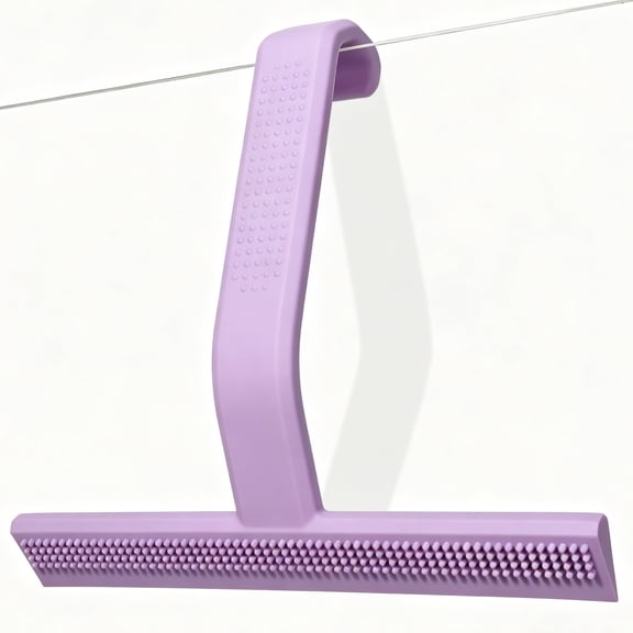 OVINESY 10" Shower Squeegee for Glass Doors, Streak-Free Silicone Blade, Ergonomic Handle, Built-In Hook, Squeegee for Shower Glass, Bathroom, Tile Walls, Mirrors, Windows, Car Windshields, Purple