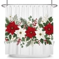 thumbnail image 6 of Nanqianyi Winter Christmas Waterproof Polyester Shower Curtain,Red Poinsettia Bath Decor with Hooks 72W x 86L Inch, 6 of 6