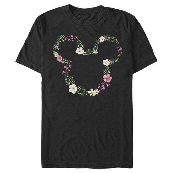 Men's Mickey & Friends Floral Logo Graphic Tee Black 3X Large