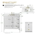 thumbnail image 4 of Vanity Art 36" Double Door Bathroom Vanity with Sink, Freestanding Storage Cabinet with Engineered Marble Top, Flip Down Tray, Drawer, and Shelf, 4 of 8