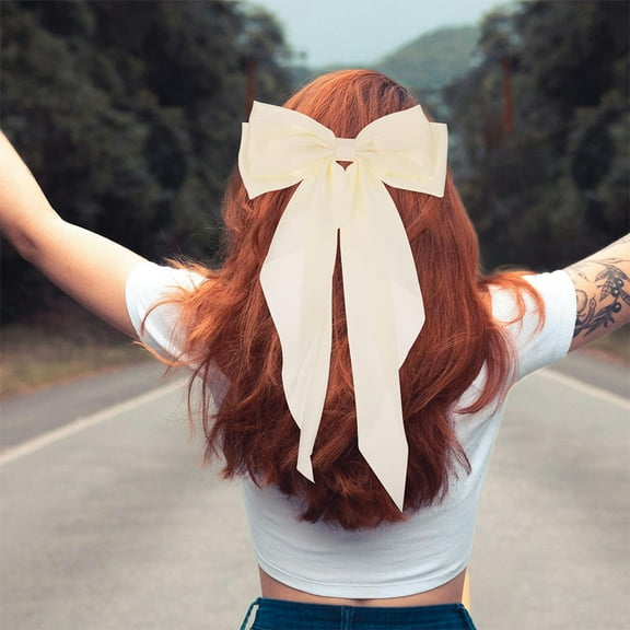 OFFIGAM Bow Hairpins Bow Hair Clips for Women Beige Cloth Hair Fastening 2Pcs