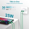 thumbnail image 5 of USB C Charger, Hootek Type C Charging Block with 2 Pack 6FT Type C Cables 25W Dual Port Type C Charger 6FT USB C Block Fast Android Charger Block Phone Charger Block with USB C Charging Cable, Green, 5 of 8