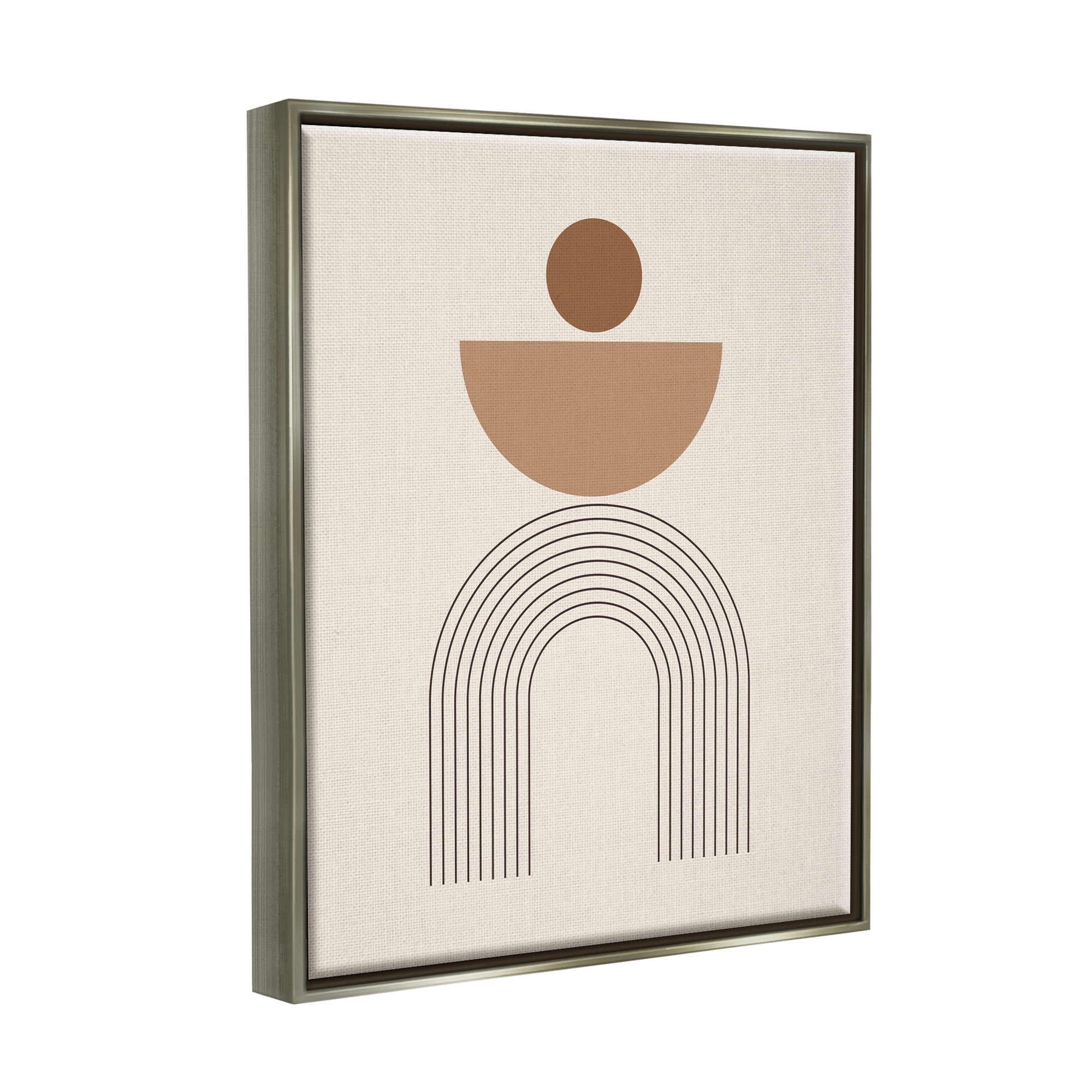 Stupell Industries Brown Boho Arch Abstract Painting Gray Floater Framed Art Print Wall Art, 17 x 21