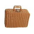 thumbnail image 3 of Rural Faux Rattan Picnic Basket Decorative Box Woven Rattan Basket with Handle Rattan Storage Serving Basket for Camping Hiking Fruits Bread, 3 of 10