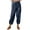 Navy, variant on Women's Capris with Pockets Summer Cotton Linen Drawsting Button Cargo Pants Trendy Casual Pants