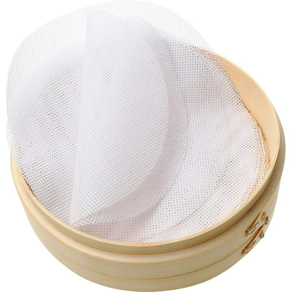 EcoQuality 12 Inch Silicone Steamer Liners, Round Non-Stick Mesh Mat, Reusable Steamer Pad for Dim Sum, Dumplings, Buns, Pastries, and Serving Pack of 2 (12)