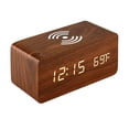 thumbnail image 2 of Tong LED Digital Clock Sound Control Function Date Temperature Display For Bedroom Home Brown, 2 of 5