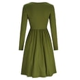 thumbnail image 1 of Vestido de cintura alta, vestido de manga larga redondo para mujer, vestido de manga larga de color puro, elegante y estético, 1 of 5