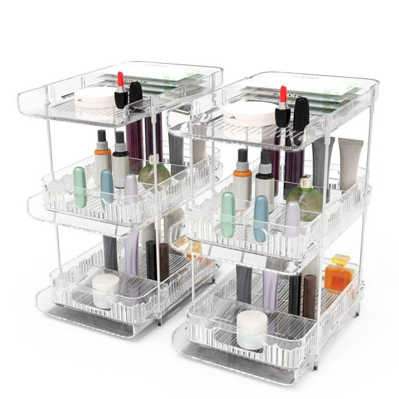2 Packs 3 Tier Clear Bathroom Organizer