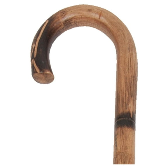 Solid Oak Wood Cane, Round Handle, Crook Style, Walking Aid with Slip Resistant Rubber Grips, Large Grip Light Mahogany (Round Handle)