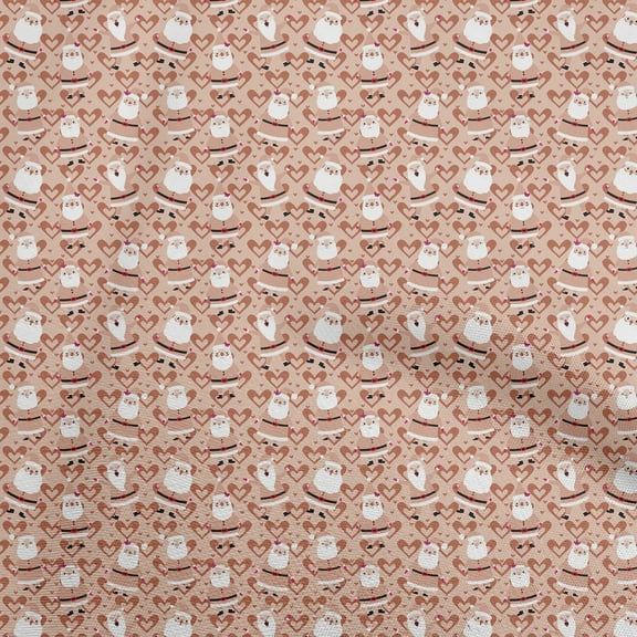 oneOone Viscose Chiffon Peach Fabric Santa Claus With Hearts Diy Clothing Quilting Fabric Print Fabric By Yard 42 Inch Wide
