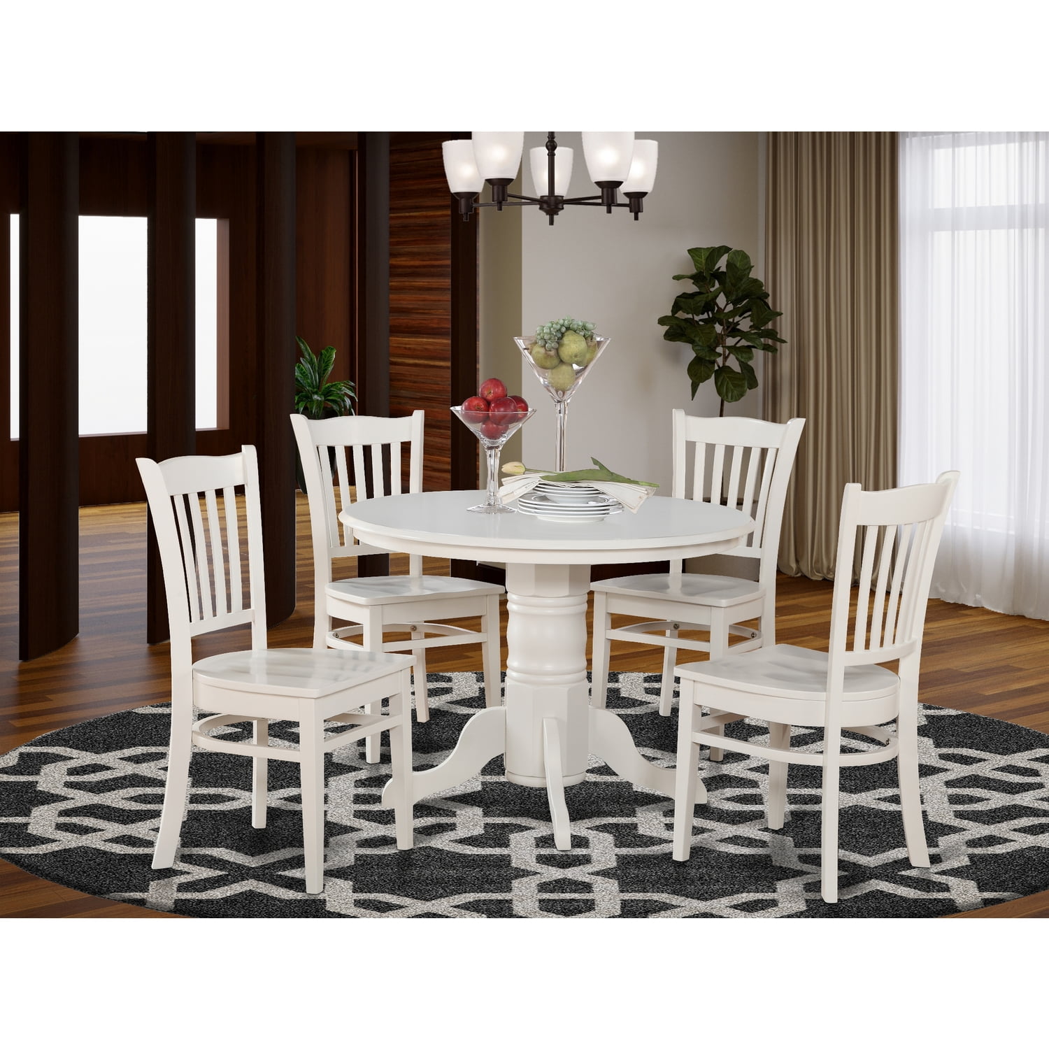 SHGR5WHIW 5 Pc small Kitchen Table and Chairs setRound Table and 4