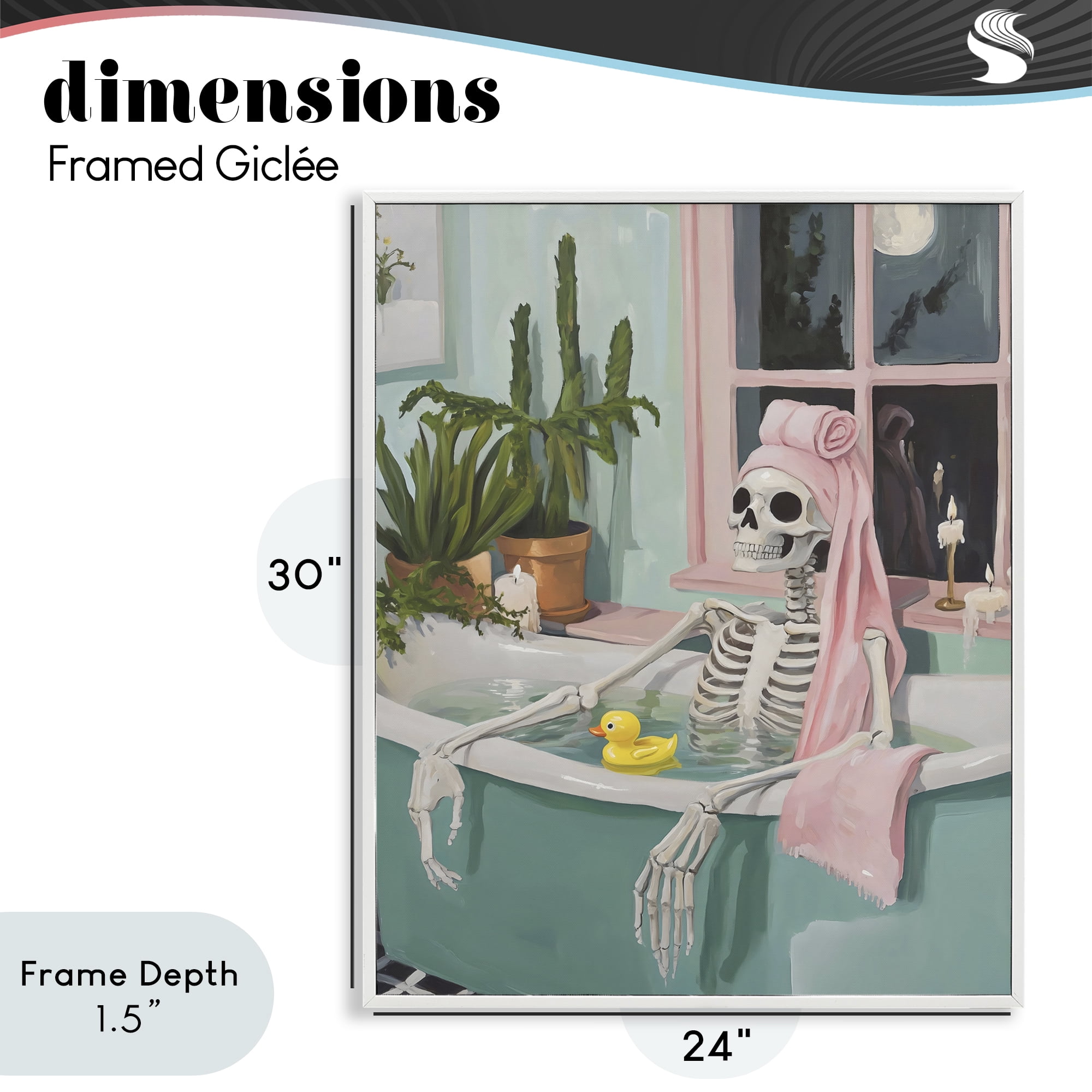 Stupell Industries Midnight Soak Skeleton White Framed Giclee Art, design by The Prints Vibe