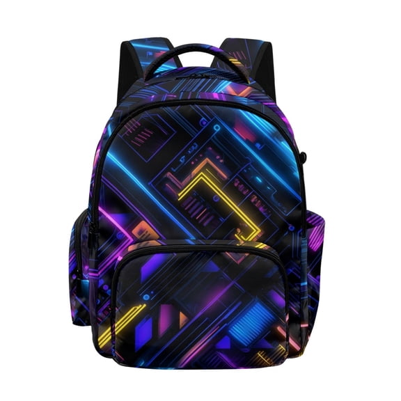 Whosucclay Neon Geometric Design Primary School Backpacks for Girls Boys, Kindergarten High School Lightweight Travel Daypack for After-school Activity Camping