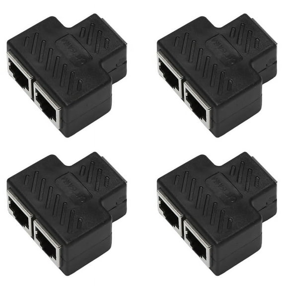 2 Port RJ45 Splitter Adapter LAN Network Ethernet Extender Connector Plug Lot 4pcs