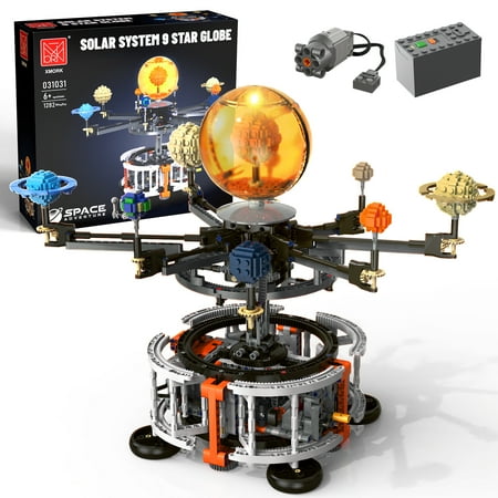 Joycrown Solar System Building Set with Light, Rotatable STEM Educational Toys with 8 Planets, Electric Manual Mode Spinning Space Toys for Astronomy Learning, Gift for Boys Girls Age 6-12(1282pcs)