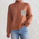 thumbnail image 1 of Suéter de cuello alto para mujer, blusas con empalmes de encaje, camiseta de cuello alto, suéter casual de moda, top acrílico para mujer, 1 of 6