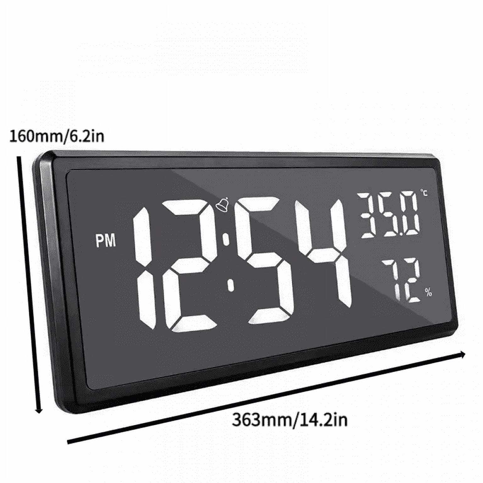 XIHAMA-Large Digital Wall Clock , 14" Battery Operated Alarm Clock with Day, Date & Temperature, Jumbo Display Digital Count Up Down Timer Clock for Seniors, Home, Bedroom Office