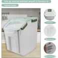 thumbnail image 4 of Large Flour Storage Container Bin 25lb, 2Pack Airtight Rice Storage Containers with Wheels Seal Locking Lid, BPA Free with Measuring Cup&Scoop for Flour, Rice, Grain(Green), 4 of 14