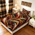 thumbnail image 4 of Manfei Bohemian Tiger Print Twin Sheets, Rustic Abstract Art Bedding, Brown, 3pcs, 1 Flat Sheet, 1 Fitted Sheet and 1 Pillowcase, 4 of 6