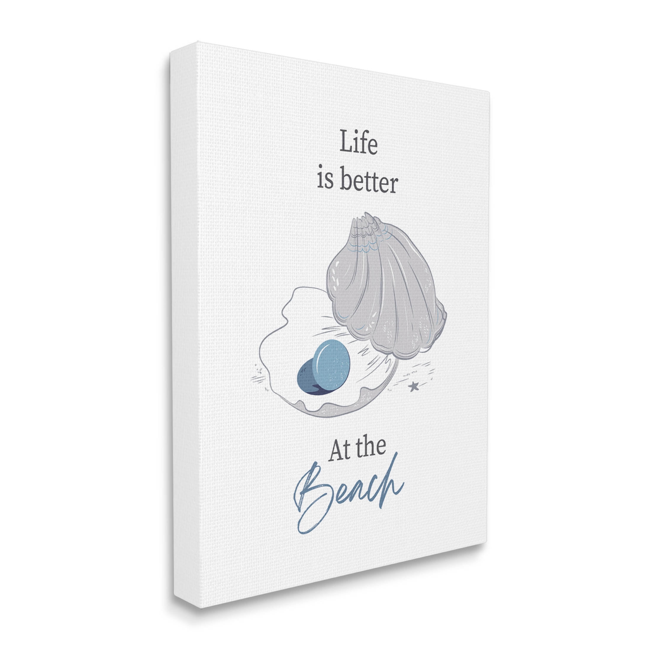 Life Better At Beach Clam Pearl Animals & Insects Graphic Art Gallery Wrapped Canvas Print Wall Art