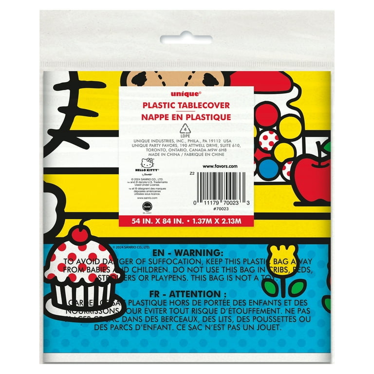 Hello Kitty Rectangular Plastic Table Cover 54 x 84 Custom Artwork