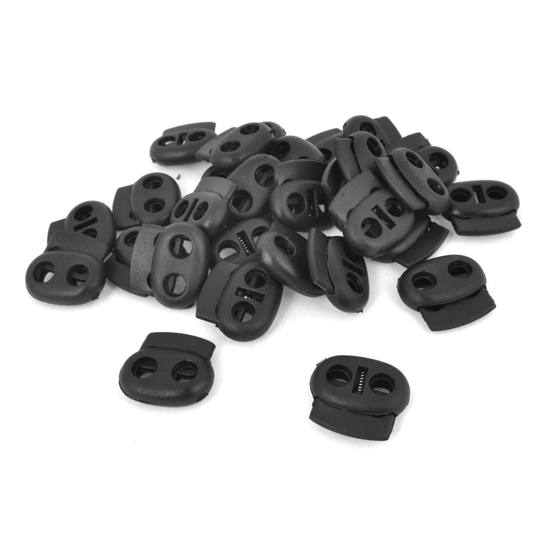 Black Plastic 5.5mm Dia Two Holes Spring Lanyard Cord Locks Toggles 30 ...